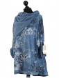 Italian Lagenlook Printed Sequin Hem Tunic Top-Denim side