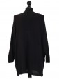  Italian Lagenlook Scoop Neck Batwing Black Top  back