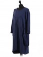 Italian Lagenlook Front Pocket Dress-Navy side