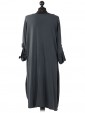Italian Lagenlook Sequin Pocket Jersey Dress charcoal back