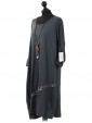 Italian Lagenlook Sequin Pocket Jersey Dress charcoal side