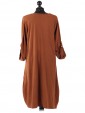 Italian Lagenlook Sequin Pocket Jersey Dress rust back