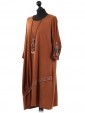 Italian Lagenlook Sequin Pocket Jersey Dress rust side