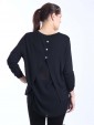 Italian Lagenlook Split Back with Button Detail High Low Top-Black back
