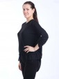 Italian Lagenlook Split Back with Button Detail High Low Top-Black side