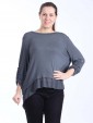 Italian Lagenlook Split Back with Button Detail High Low Top-Charcoal 1