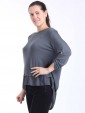 Italian Lagenlook Split Back with Button Detail High Low Top-Charcoal 2