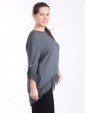 Italian Lagenlook Split Back with Button Detail High Low Top-Charcoal 3