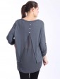 Italian Lagenlook Split Back with Button Detail High Low Top-Charcoal 4