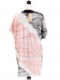 Italian Lagenlook Tye & Dye High Low Sequin Hem Tunic Top With Scarf - pink back