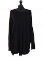  Italian Lagnelook Smoking Side Hem Knitted Top Black