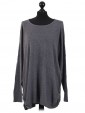  Italian Lagnelook Smoking Side Hem Knitted Top Grey