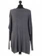  Italian Lagnelook Smoking Side Hem Knitted Top Grey back