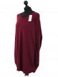  Italian Lagnelook Smoking Side Hem Knitted Top Maroon Side