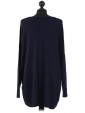  Italian Lagnelook Smoking Side Hem Knitted Top Navy Back