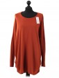  Italian Lagnelook Smoking Side Hem Knitted Top Rust