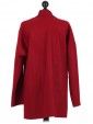 Italian Lapel Collar Long Sleeves Front Pocket Coat Maroon Back