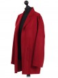 Italian Lapel Collar Long Sleeves Front Pocket Coat Maroon Side