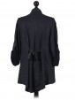 Italian Leather Effect Long Collar With Metal Buttons Jacket black back