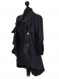 Italian Leather Effect Long Collar With Metal Buttons Jacket black side