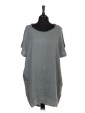 Italian Linen Lace Panel Lagenlook Dress With Back Split khaki