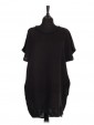 Italian Linen Lace Panel Lagenlook Dress With Back Split black