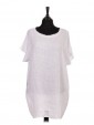 Italian Linen Lace Panel Lagenlook Dress With Back Split white