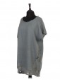 Italian Linen Lace Panel Lagenlook Dress With Back Split khahi side