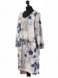 Italian Navy Floral Print Cotton Top-Nude side