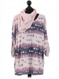 Italian Polka Dot Top With Sequined Shoulders & Scarf-Dusty pink