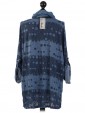 Italian Polka Dot Top With Sequined Shoulders & Scarf-Navy back