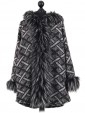 Ladies Woollen Fur Hooded Coat charcoal