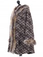 Ladies Woollen Fur Hooded Coat brown side