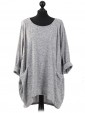 Italian Quirky Front Pocket Top Light Grey
