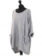 Italian Quirky Front Pocket Top Light Grey Side