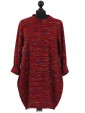 Italian Crew Neck Multicolor Winter Top maroon