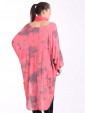 Italian Splash Print Floral Hem High Low Top With Scarf -Coral back