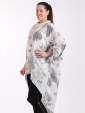 Italian Splash Print Floral Hem High Low Top With Scarf -Cream side