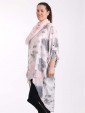 Italian Splash Print Floral Hem High Low Top With Scarf -Nude side