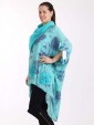 Italian Splash Print Floral Hem High Low Top With Scarf -Turqouise side
