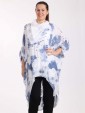 Italian Splash Print Floral Hem High Low Top With Scarf -White