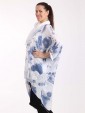 Italian Splash Print Floral Hem High Low Top With Scarf -White side