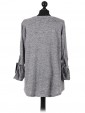 Italian Ladies Star Pattern Diamantes Lagenlook Top grey back