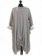 Italian Stripy Tunic Dress with Tied Hem-Black back