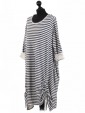 Italian Stripy Tunic Dress with Tied Hem-Navy side