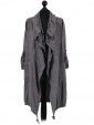 Italian Ladies Waterfall Cardigan With Front pocket grey