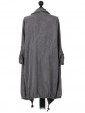 Italian Ladies Waterfall Cardigan With Front pocket grey back