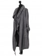 Italian Ladies Waterfall Cardigan With Front pocket grey side