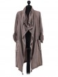 Italian Ladies Waterfall Cardigan With Front pocket mocha