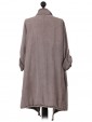 Italian Ladies Waterfall Cardigan With Front pocket mocha back